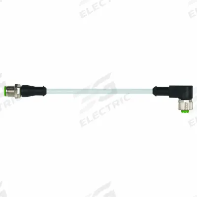 MURRELEKTRONIK Cordset: M12 Male Straight X M12 Female Right Angle, 4 Pins, Gray, PUR - Double-Ended Cordsets with PUR Jacket for Twisting Applications