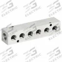 PNEUMADYNE INC Pipe Manifold Fitting: Inline, NPT x NPT, Rectangle, Stainless Steel, 3/8 in NPT (MPN M20-250-6-SS). Key specifications — Material: Stainless Steel; Brand: PNEUMADYNE INC; Specific Fitting Shape: Rectangle.