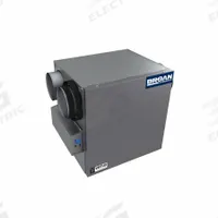 Energy Recovery Ventilator: Side Port, 127 cfm @ 0.400 in SP, 80% Max. Efficiency, Variable Speed (MPN B150E75NS). Key specifications — Brand: BROAN; Nameplate Voltage: 120V AC; Defrost Type: Exhaust Only; Electrical Connection: Plug-In; Number of Speeds: Variable.