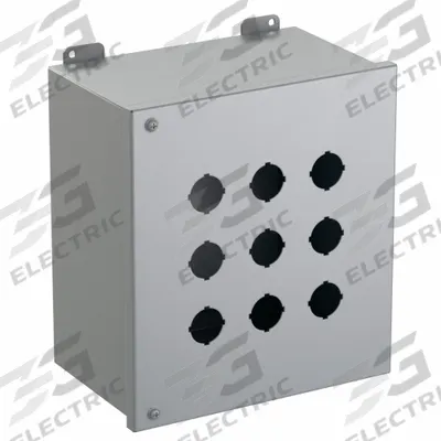 HAMMOND Push Button Enclosure: 30mm, 9 Holes, Carbon Steel - Enclosures for 30mm Operators