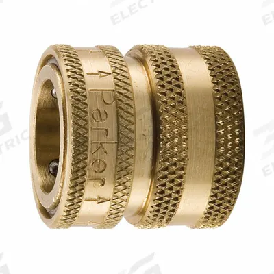 Parker Coupler: 3/4 in Fitting Size, Female, NH, Rigid - Brass Garden Hose Couplings