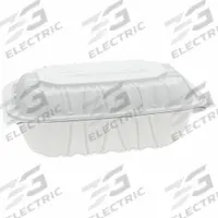 PACTIV Disposable Carry-Out Food Container: Plastic, 1 Compartments, 93 oz Capacity, White, 170 PK (MPN YCNW0205). Key specifications — attr561915: Hinged Lid Container; attr644910: Medium-Weight; attr561912: Hinged Lid; attr553675: Plastic; attr553669: Hinged; attr553677: Yes; attr553680: Hinged Lid Container; attr553682: Rectangular.