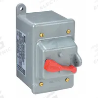 HUBBELL KELLEMS Manual Motor Switch: 2 Poles, 30 A, 3R NEMA Rating, Non-Metallic Enclosure (MPN HBL13R22). Key specifications — Brand: HUBBELL KELLEMS; Maximum Voltage Rating: 600V AC; Mounting Style: Surface; Pilot Light: Not Included.