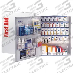 FIRST AID ONLY First Aid Kit and Housing: 785 Components, ANSI/ISEA Z308.1-2021, Type I/II, Class B (MPN 90831-021). Key specifications — ANSI Standard Met: ANSI/ISEA Z308.1-2021; Adhesive Bandages Included: (6) Bandages; Oral and Inhalant Medicinals Included: (10) Ammonia Inhalants; Topical Medicinals Included: (40) Burn Cream Packets; Wound Dressings Included: Compression Bandage; Unitized: Unitized with Guided Refill System.