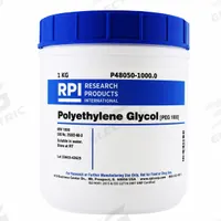 RPI Polyethylene Glycol (PEG 1000): 1 kg Volume, Solid, Plastic (MPN P48050-1000.0). Key specifications — Form: Solid; Brand: RPI; Chemical Grade: Lab; Container Material: Plastic.