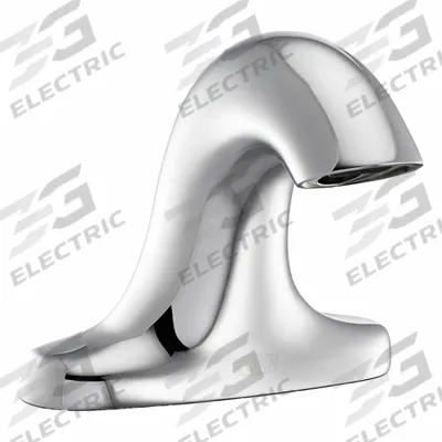 ZURN Sensor Faucet: Serio Series, Brass, Polished Chrome Finish, Battery/Hydropower - Centerset Sensor Bathroom Faucets