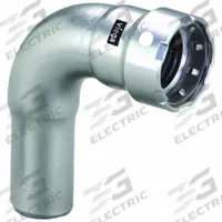 VIEGA MEGAPRESS Crimp Elbow Fitting: 1 1/4 in Pipe x 1 1/4 in Pipe Size, Press-fit x FTG, FKM (MPN 91740). Key specifications — Brand: VIEGA MEGAPRESS.