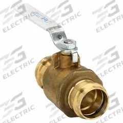 APOLLO Manual Two-Way Ball Valve: 1 1/4 in, Brass, Straight, Press x Press, Full Port Ball Port (MPN 77VLF14601). Key specifications — Brand: APOLLO; Handle: Lever.