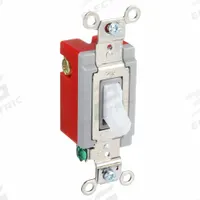 HUBBELL Wall Switch: Toggle Switch, 3-Way, Maintained, White, 120/277V AC, 20 A (MPN HBL1223W). Key specifications — Illuminated: No; Voltage Rating: 120/277V AC.