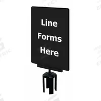 TENSABARRIER Acrylic Sign: Black, Line Forms Here Message, 11 in Overall Lg, 7 in Overall Wd (MPN S17-P-33-7X11-V-HDSB-1701-33). Key specifications — Brand: TENSABARRIER; Color: Black; Includes: Mounting Adapter; Message: Line Forms Here; For Use With: Tensabarrier Posts; Material: Acrylic.