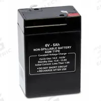 APPROVED VENDOR Sealed Lead Acid Battery: 6V DC, 5 Ah Capacity, 4.19 in Ht, 1.85 in Wd, 2.76 in Dp (MPN 47033). Key specifications — Terminal Connection: 0.187 in Faston; Battery Cycle Type: Dual Purpose; Brand: APPROVED VENDOR; Housing Material: ABS.