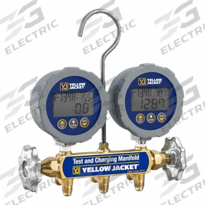 YELLOW JACKET Manifold Gauge: 2 Valves, 0 Hoses, Series 41 - Digital Manifolds