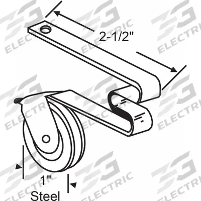 APPROVED VENDOR Roller Assembly: Roller Assembly, 3 7/64 in Overall Ht, 2 1/2 in Overall Lg - Screen Door Hardware