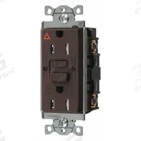 HUBBELL GFCI Receptacle: Duplex, 5-15, Brown, GFCI, 125V AC, 15 A, 2 Pole / 3 Wire (MPN GFTWRST15IG)
