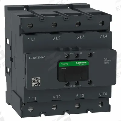SCHNEIDER Contactor: Non-Reversing, 4 Poles, 4NO Contacts, 200 A - Non-Reversing IEC Contactors