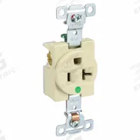 BRYANT Receptacle: Hospital Grade, Single, 5-20R, Ivory, 125V AC, 20 A, 2 Pole / 3 Wire (MPN 8310I)