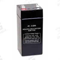 APPROVED VENDOR Sealed Lead Acid Battery: 4V DC, 4.5 Ah Capacity, 3.98 in Ht, 1.85 in Wd, 1.85 in Dp (MPN 47022). Key specifications — Terminal Connection: 0.187 in Faston; Battery Cycle Type: Dual Purpose; Brand: APPROVED VENDOR; Housing Material: ABS.