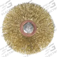 WEILER Wire Wheel Brush: Crimped Brass, 3" Dia x 1/2" Wd, 1/4" Shank, 0.012" Fill (MPN 93031). Key specifications — Brand: WEILER.