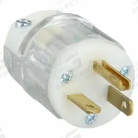 LEVITON Straight Blade Plug: Hospital Grade, 5-20P, 125V AC, 20 A, 2 Pole, 3 Blade, Clear (MPN 8315-CT)