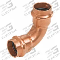 NIBCO Crimp Elbow Fitting: 90° Elbow, 3 in CTS x 3 in CTS size, Press-fit x Press-fit, Copper (MPN 9056900PC). Key specifications — Brand: NIBCO; Series: Press System®; Broad - Material for Bullet: Copper Or Bronze; Brand - Broad: NIBCO.