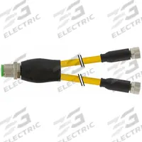 MURRELEKTRONIK Cordset: M12 Male Straight X (2) M8 Female Straight, PUR, Yellow, 0.3 m Cable Lg (MPN 7000-40821-0300030). Key specifications — Cable Jacket Color: Yellow; IP Rating: IP66K; Wire Size: 0.25 sq mm; Brand: MURRELEKTRONIK.