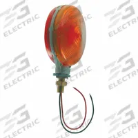 GROTE Double Face Lamp: Incandescent, Stop, Turn, and Tail Combo Light, Amber/Red, Round, Pedestal (MPN 50630). Key specifications — Standards: FMVSS 108; Electrical Connection: Blunt Cut Wires; Brand: GROTE; Installation Type: Permanent; Lens Color: Amber; Mount Type: Pedestal; Lighting Technology: Incandescent; Light Type: Stop, Turn, and Tail Combination Light.