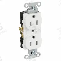 HUBBELL Receptacle: Duplex, 5-15, White, 125V AC, 15 A, 2 Pole / 3 Wire (MPN CR15WHI)