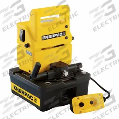 ENERPAC Electric Pump: 10,000 psi Max. Op Pressure, 20 cu in/min Max. Flow Rate, 1/2 hp Max. HP (MPN PUJ1200E). Key specifications — attr941810: PUJ1200E; attr941817: 2-Position; attr941814: Advance.