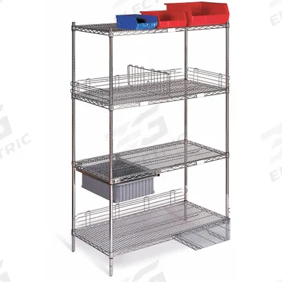 APPROVED VENDOR Wire Shelving Unit: 48 in x 24 in x 79 in, Dry, Split Sleeve, 4 Shelves - Mobile Wire Shelving for Dry Use