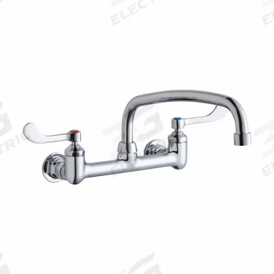 ELKAY Handle-Operated Faucet: Elkay, Brass, Centerset, Wall, 2 Mounting Holes - Centerset Kitchen Faucets