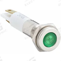 APPROVED VENDOR Flush Panel Light: 5/16 in Panel Mounting Hole Dia, LED, Green, Flush Head, H08 (MPN 24M072). Key specifications — Brand: APPROVED VENDOR; Electrical Connection: 0.11 Male Quick Disconnect.