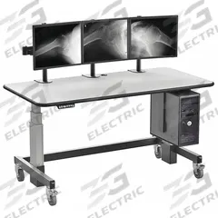 AFC INDUSTRIES Electric Sit-Stand Desk: 47 in Max Desktop Ht, 28 in Min Desktop Ht, 48 in Overall Wd (MPN ST4830_B_ST_3FZ_C_01). Key specifications — Caster/Glide Type: (2) Swivel; Brand: AFC INDUSTRIES; Frame Color: Black; Desktop Color: Black; Frame Material: Steel; Desktop Material: Laminate; Standards: UL Listed; Product Type: Electric Sit-Stand Desk.