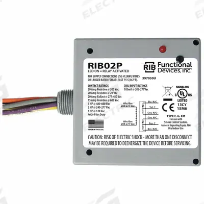 RIB Enclosed Pre-Wired Relay: 20 A Rating, DPDT - General Purpose Power Relays