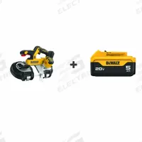 DEWALT Band Saw Kit: 1 Battery, No Charger, 35 3/8 in Blade Lg, 3 3/8 in Cutting Lg - Max, Brushless (MPN DCS379B/DCB205). Key specifications — attr1169930: Dual Trigger Included.