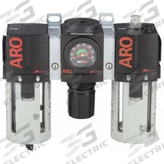 ARO Filter/Regulator/Lubricator: 3/8 in NPT, 99 cfm, 150 psi Max Op Pressure, 5 micron, 2000 Series (MPN C38331-800). Key specifications — attr109588: 2000; attr109524: ARO.