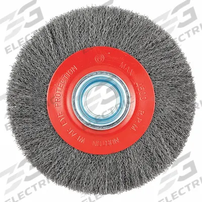 APPROVED VENDOR Wire Wheel Brush: Crimped Steel, 8 in Dia x 5/8 in Wd, 1 1/4 in Arbor - Light-Cleaning Brushes for Carbon Steel