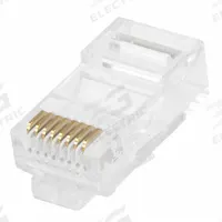 MONOPRICE Modular Plug: Modular Plug RJ45, Stranded, 6 Cable Category, 50pk Pack Size, 50 (MPN 7322). Key specifications — Brand: MONOPRICE; Color: Clear; Compatible Cable Shape: Flat; Compatible Number of Fibers: Duplex; Compatible Wire Solid/Stranded: Stranded; _Pack Size: 50pk.