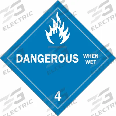 BRADY Container Placard: Dangerous When Wet, 10 3/4 in x 10 3/4 in, 10 3/4 in Label Ht - Class 4: Flammable Solids