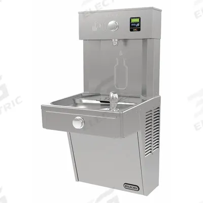 ELKAY Drinking Fountain with Bottle Filler: On-Wall, 8 gph @ 50°F, Stainless Steel - On-Wall Single Drinking Fountains with Bottle Fillers