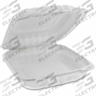 PACTIV Disposable Carry-Out Food Container: Plastic, 1 Compartments, 42 oz Capacity - Mineral-Filled Polypropylene Hinged-Lid Containers