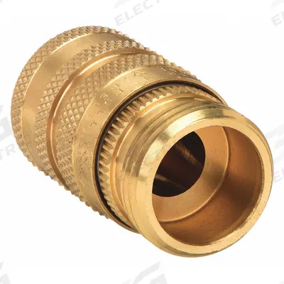 WESTWARD Garden Hose Adapter: 3/4 in x 3/4 in Fitting Size, Male x Female - Brass Garden Hose Couplings