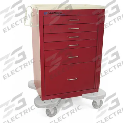 LAKESIDE General Medical Supply Cart with Drawers: Steel, (2) Swivel/(2) Swivel with Brake - General Medical Supply Carts with Drawers