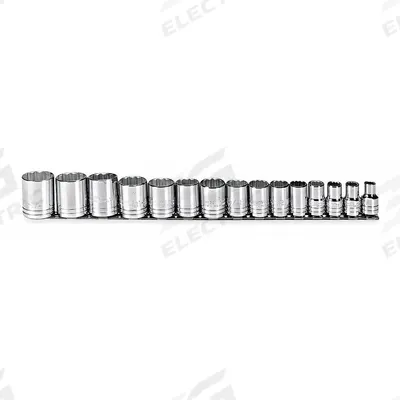 PROTO Socket Set: 1/2 in Drive, 15 Piece, 12-Point, SAE - SAE & Metric Socket Sets