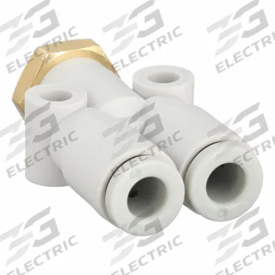 SMC Push-Fit Wye Fitting: 4 mm OD x 4 mm OD x 5 mm Pipe x 4 mm OD Size - Polybutylene & Brass Tube Fittings