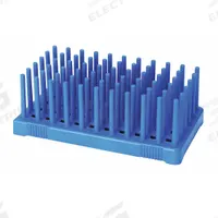 Tube Rack: 4 1/8 in Overall Wd, 2 1/8 in Overall Ht, 7 3/8 in Overall Lg, Polypropylene, Blue (MPN HS24311B). Key specifications — Material: Polypropylene; Mounting Location: Benchtop; Color: Blue; Product Type: Test Tube Rack; Total Holding Capacity: (50) Wells; Brand: HEATHROW SCIENTIFIC.