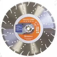 HUSQVARNA Diamond Saw Blade: Concrete/Masonry/Stone, 14 in Blade Dia., 1 in Arbor Size, Wet/Dry (MPN Vari-Cut S35 14). Key specifications — attr1097734: Wet/Dry; attr1097738: Small Flat Saw; attr1097751: HUSQVARNA.