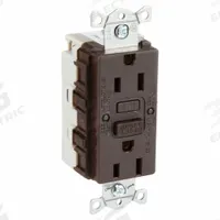 HUBBELL GFCI Receptacle: Decorator Duplex, 5-15, Brown, GFCI, 125V AC, 15 A, 2 Pole / 3 Wire (MPN SNAPGF15GRY)