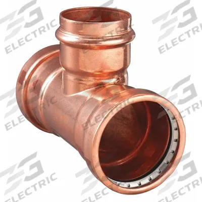 VIEGA PROPRESS Crimp Tee Fitting: Tee, 4 in CTS x 4 in CTS x 1 in CTS size - Plumbing Copper & Bronze Press Tube Fittings