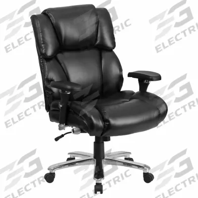 FLASH FURNITURE Office Chair: Hercules, Ht, Black, Faux Leather Material, 25 in Back Ht - Adjustable-Arm Office Chairs