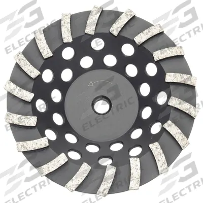 HUSQVARNA Segment Cup Grinding Wheel: Turbo, 7" Dia, 5/8"-11 Arbor, 18 Segment - Turbo Diamond Segment Cup Grinding Wheels